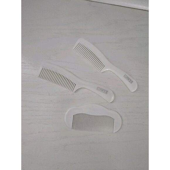 Vintage Clinique Hair‎ Comb Wide Tooth Detangling White Hard Plastic Set Of 3 - Picture 1 of 8